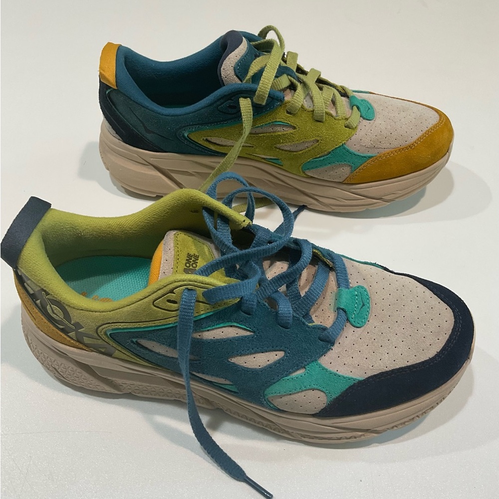 🌹🌹Hoka One One Clifton 9 Suede Multicolor Lightweight Sneakers, Size 10.5 - Picture 4 of 11